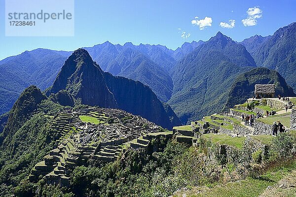 Ruinenstadt der Inka mit Berg Huayna Picchu  Machu Picchu  Provinz Urubamba  Peru  Südamerika