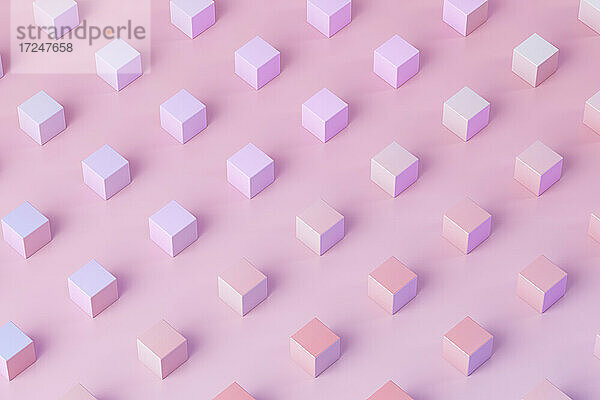 3D-Illustration von rosa und lila Würfel Muster