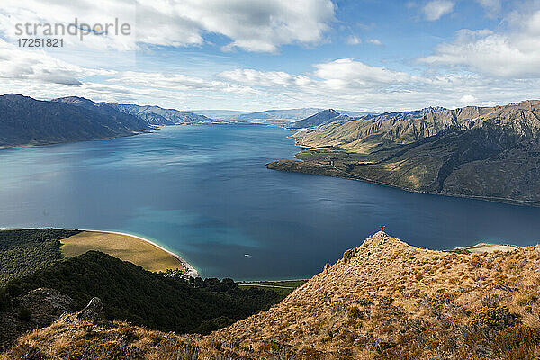 Neuseeland  Otago  Blick auf den Hawea-See