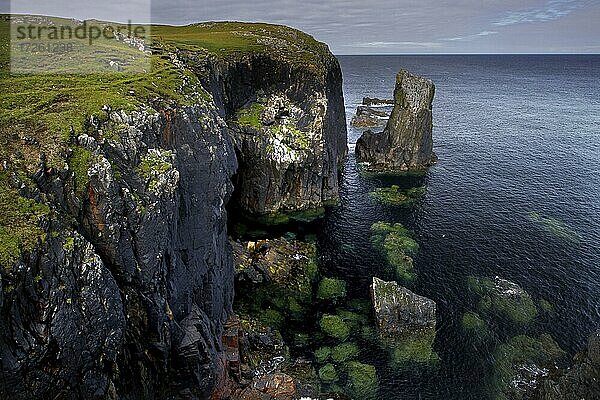 Steilklippe  Klippe  Ufer  Küste  Felsnadel  Nordatlantik  Butt of Lewis  Isle of Lewis  Äußere Hebriden  Western Isles  Hebriden  Schottland  Großbritannien  Europa