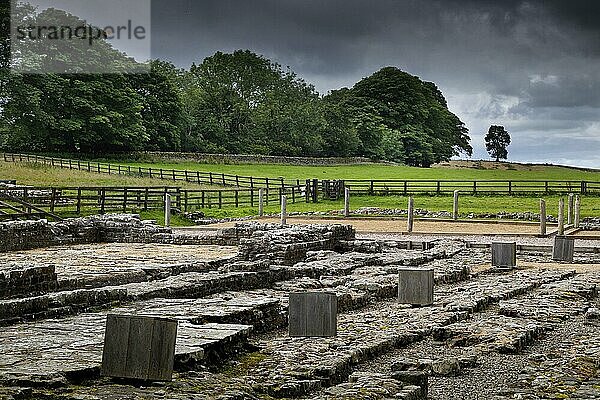 Hadrianswall  Hadrian's Wall  römisches Grenzbefestigungssystem  britannischer Limes  Fort  Ruine  Kastell Birdoswald  Gilsland  Brampton  City of Carlise  Cumbria  Nordengland  England  Großbritannien  Europa