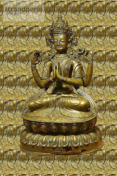 Sadakshari Lokeshvara-Statue mit der Zwei Handvoll oder Gruß -Geste  17. Jahrhundert  Kathmandu  Nepal  Asien