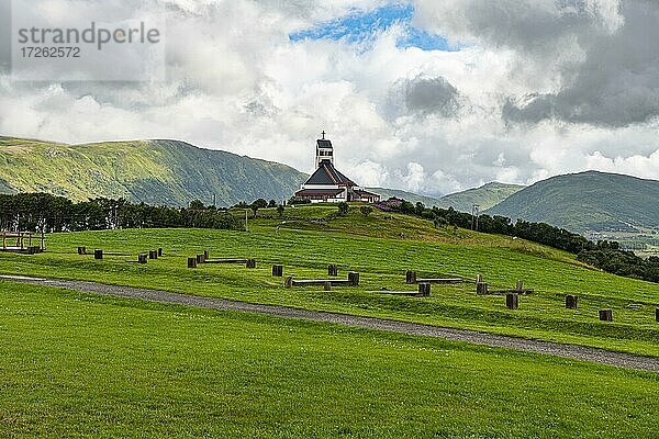 Kirche bei Lofotr Viking Museum  Vestvagoy  Lofoten  Norwegen  Europa