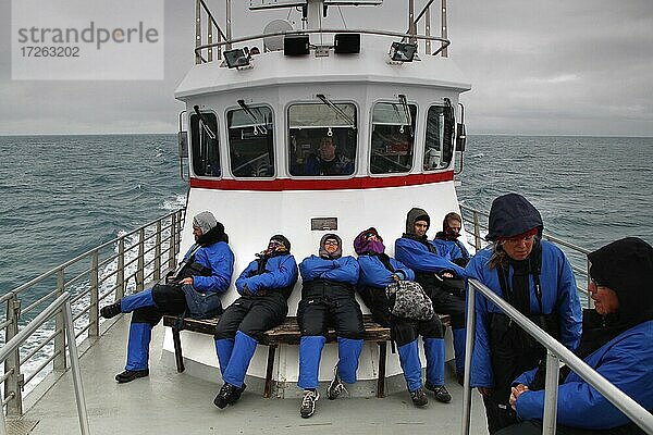 Whale-Watching-Tour  Walbeobachtungs-Tour  Touristen  Ólafsvík  Snæfellsnes  Halbinsel Snäfellsnes  Westküste  Island  Europa