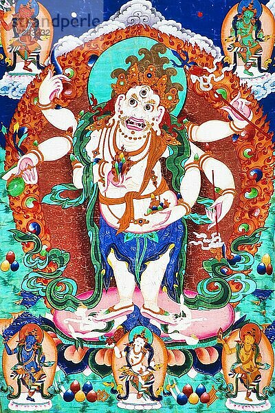 Choijin-Lama-Tempel  Thangka-Malerei  die die Gottheit Sita Mahakala darstellt  Ulaanbaatar  Mongolei  Asien