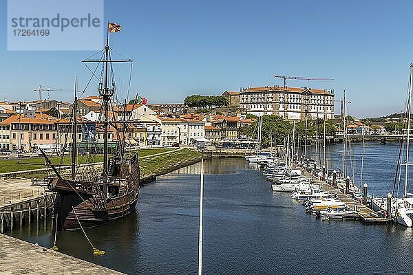 Das historische Schiff angedockt in Vila do Conde  Bezirk Porto  Portugal  Europa