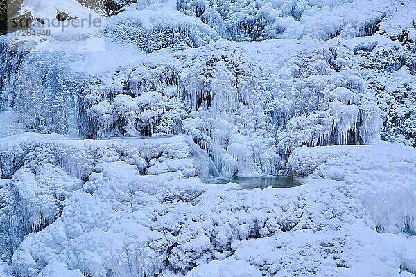 Gefrorene Riesloch-Wasserfälle  Bayerischer Wald  Bayern  Deutschland  Europa