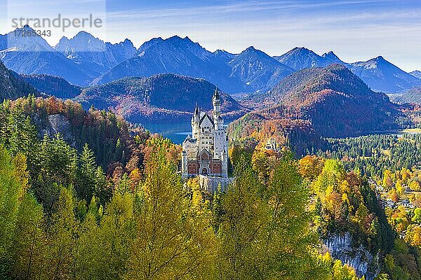 Schloss Neuschwanstein im Herbst  bei Schwangau  Ostallgäu  Allgäu  Schwaben  Bayern  Deutschland  Europa