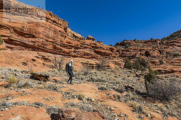 USA  Utah  Escalante  Frau wandert im Grand Staircase-Escalante National Monument