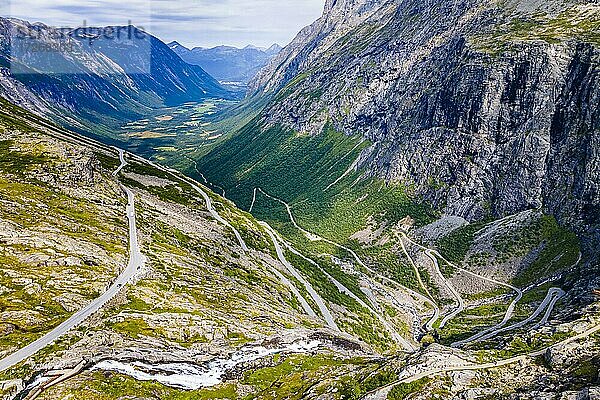 Trollstigen Bergstraße aus der Luft  Norwegen  Europa