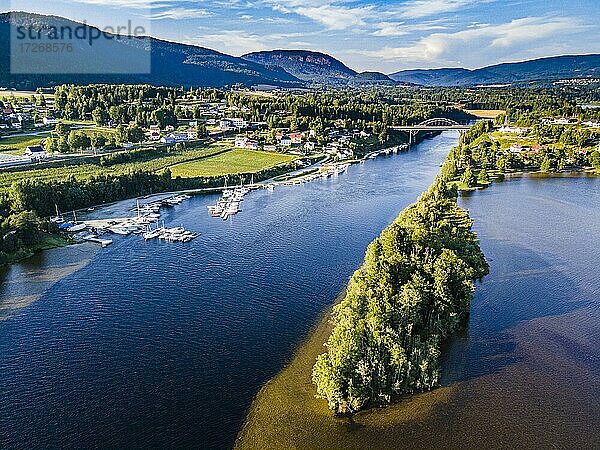 Luftaufnahme des Norsjofjords bei Akkerhauge  Telemarkkanal  Norwegen  Europa