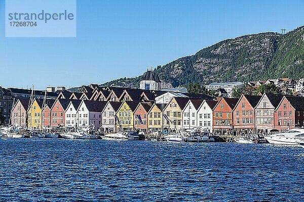 Bryggen  Reihe von hnaseatischen Gebäuden  Unesco-Weltkulturerbe  Bergen  Norwegen  Europa