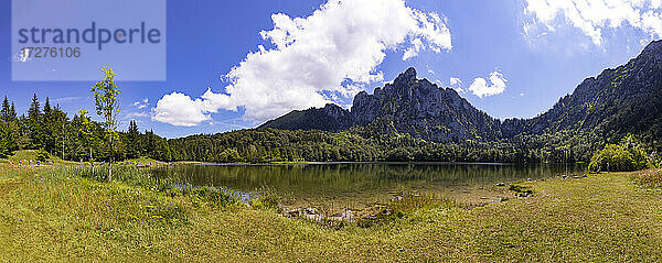 Laudachsee im Sommer mit dem Grunberg im Hintergrund