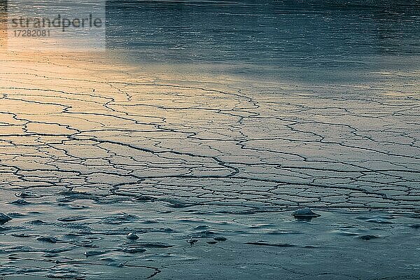 Eisscholle  zugefrorener Fjord  Laksefjord  Lebesby  Norwegen  Europa