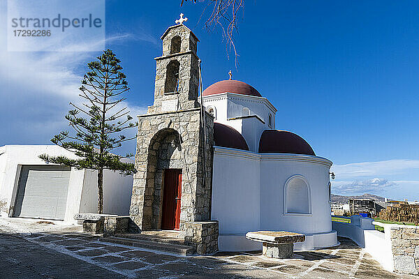 Weiße Kirche auf der Insel Mykonos Stadt in Mykonos  Griechenland