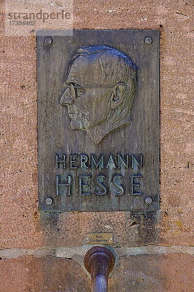 Hermann Hesse Brunnen  Calw  Schwarzwald  Baden-Württemberg  Deutschland  Europa