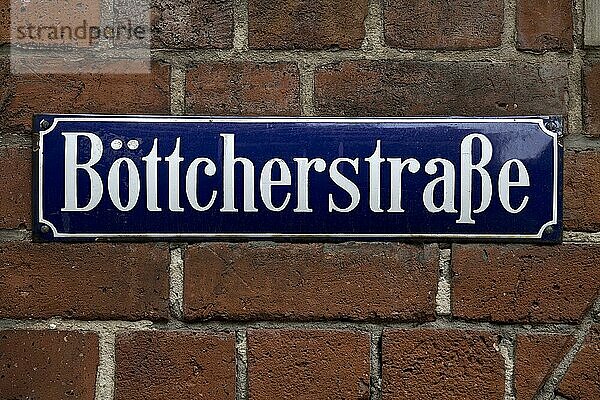 Straßenschild Böttcherstraße  Altstadt  Bremen  Deutschland  Europa