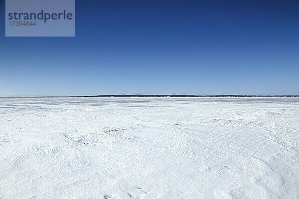 Winterlandschaft  gefrorener Sankt-Lorenz-Strom  Provinz Quebec  Kanada  Nordamerika