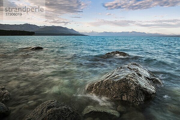 Landschaft  Lake Pukaki  Mount Cook  Region Canterbury  Mackenzie District  Südinsel  Neuseeland  Ozeanien