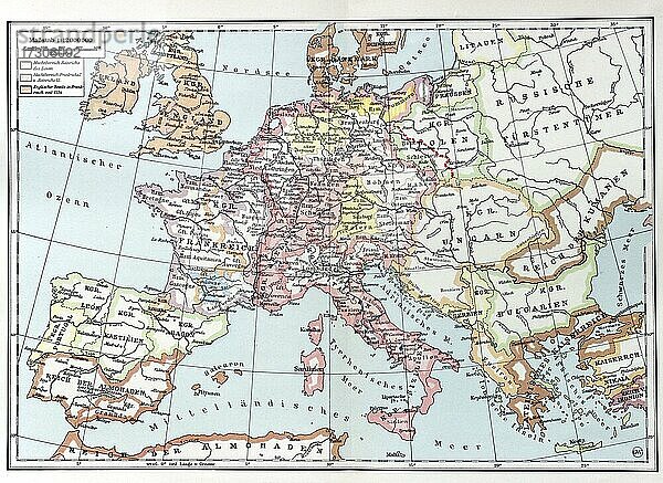 Alte Landkarte von Europa um das Jahr 1200