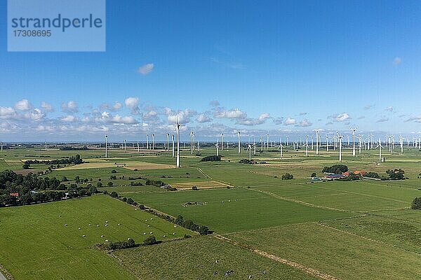 Luftaufnahme mit Windpark  Arle  Niedersachsen  Deutschland  Europa