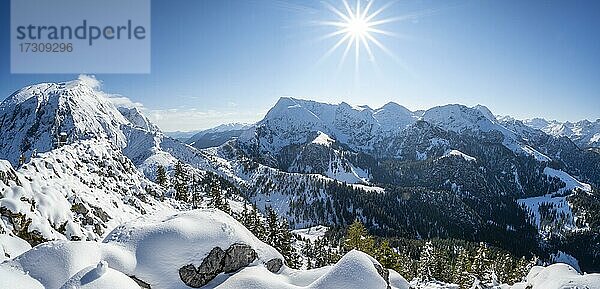 Blick vom Jenner auf Lafeldkopf  Fagstein  Berchtesgadener Alpen  Schönau am Königssee  Berchtesgadener Land  Bayern  Deutschland  Europa