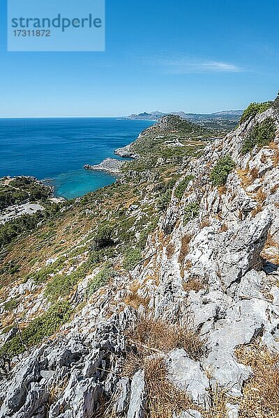 Ausblick auf Küste  Faliraki  Rhodos  Dodekanes  Griechenland  Europa