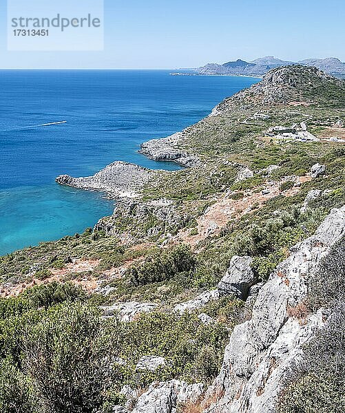 Ausblick auf Küste  Faliraki  Rhodos  Dodekanes  Griechenland  Europa