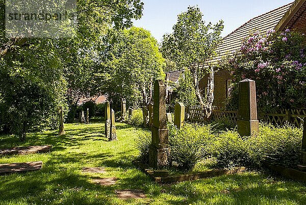 Jüdischer Friedhof im historischen Ortskern von Dornum  Ostfriesland  Niedersachsen  Deutschland  Europa