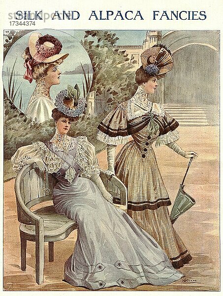 Edwardianischer Modeteller um 1910  Historisches Werbeplakat