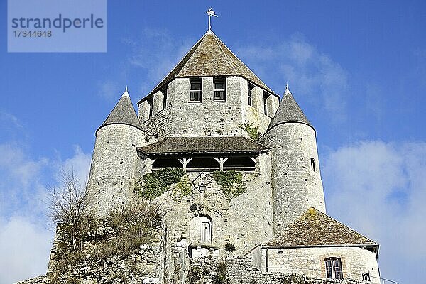 Tour Cesar  Cäsar-Turm  einziger achteckiger Donjon auf viereckigem Grundriss  mittelalterliche Stadt Provins UNESCO-Weltkulturerbe  Departement Seine-et-Marne  Region Ile-de-France  Frankreich  Europa