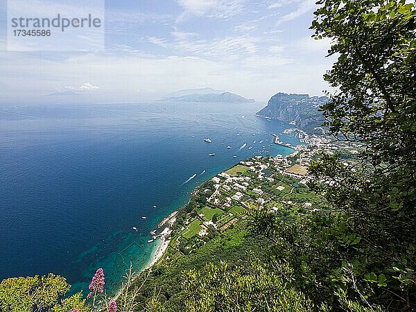 Blick auf Küste und Marina Grande  Capri  Golf von Neapel  Kampanien  Italien  Europa