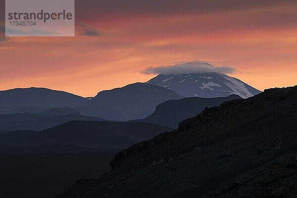 Abendlicht  Vulkankegel Hekla  Südisland  Island  Europa