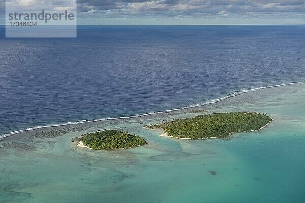 Luftaufnahme der Lagune von Aitutaki  Rarotonga und den Cook-Inseln