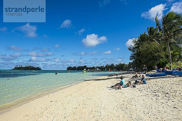 Weißer Sandstrand und türkisfarbenes Wasser  Muri Beach  Rarotonga und die Cook-Inseln