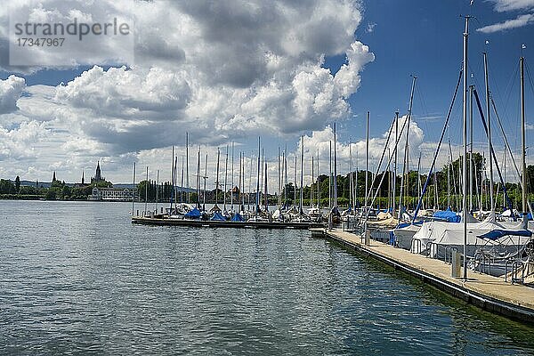 Konstanz  Yachthafen mit Blick zum Konstanzer Münster  Landkreis Konstanz  Baden-Württemberg  Deutschland  Europa