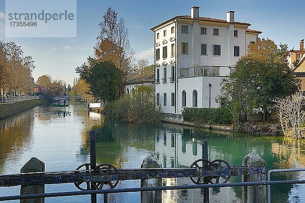 Der Fluss Sile beim Corso del Popolo  Treviso  Venetien Veneto  Italien  Europa