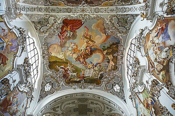 Klosterkirche St. Johannes Baptist  ehemaliges Prämonstratenser-Kloster Steingaden  Deckenfresken  Steingaden  romantische Straße  Oberbayern  Bayern  Deutschland  Europa