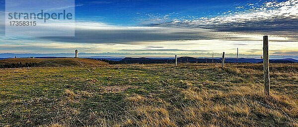 Blick zum Feldbergturm bis zu den Alpen  Feldberg  Schwarzwald  Baden-Württemberg  Deutschland  Europa