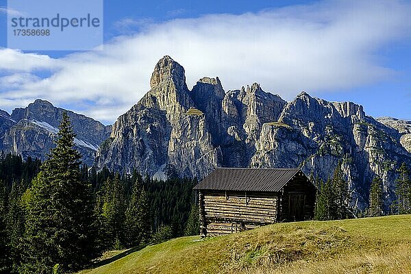 Sassongher von der Pralongià-Hochflächen  bei Corvara  Gadertal  Val Gardena  Dolomiten  Südtirol  Trentino  Italien  Europa