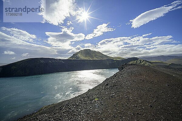 Caldera des Bláhylur Vulkan  Landmannalaugar  Suðurland  Island  Europa