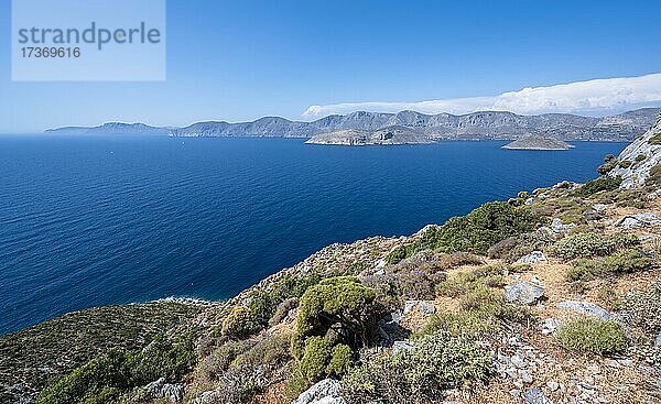 Ausblick auf Kalymnos von Telendos  Dodekanes  Griechenland  Europa