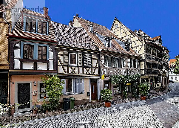 Fachwerkhäuser in der Altstadt von Ladenburg  Baden-Württemberg  Deutschland  Europa