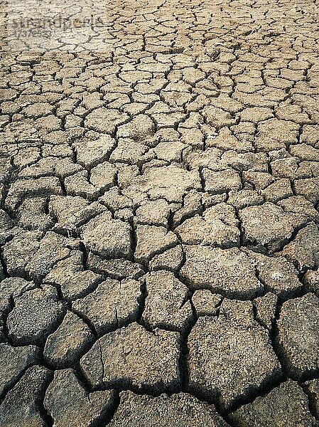 Trockene und gebrochenen Ton Boden während der Dürrezeit  Konzept der globalen Erwärmung Problem. Cracked und unfruchtbaren Boden Textur Hintergrund. Die globale Knappheit von Wasser auf dem Planeten. Trockenes Land  Naturkatastrophe