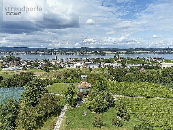 Blick auf die Hochwart  Aussichtspunkt auf der Insel Reichenau im Bodensee  Landkreis Konstanz  Baden-Württemberg  Deutschland  Europa