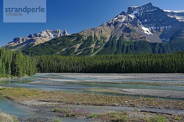 Hohe Berge  Fluss  wilde Landschaft  Banff Nationalpark  Rocky Mountains  Alberta  Kanada  Nordamerika