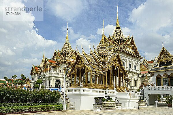 Thronsaal Phra Thinang Chakri Maha Prasat  am Tempel Wat Phra Kaeo  alter Königspalast  Tempel des Smaragd Buddha  Bangkok  Thailand  Asien