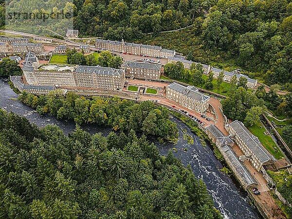 Luftaufnahme  Industriestadt New Lanark  Unesco-Weltkulturerbestätte  Schottland  UK