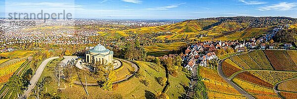 Grabkapelle auf dem Württemberg Rotenberg Weinberge Luftbild Panorama Stadt Reise in Stuttgart  Deutschland  Europa