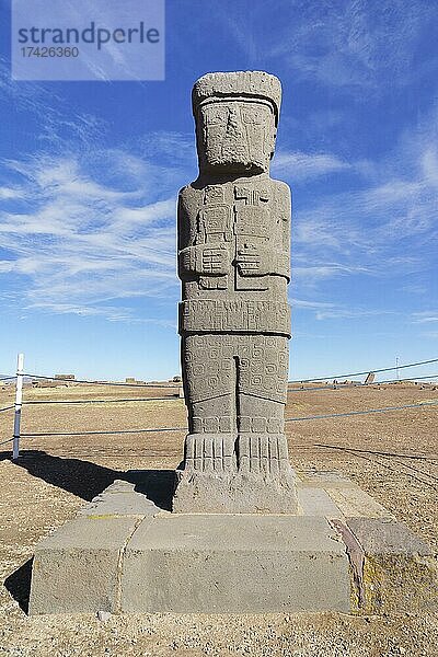Ponce-Monolith  Ruinenanlage der Prä-Inka-Zeit von Tiwanaku  auch Tiahuanaco  Unesco Weltkulturerbe  Departement La Paz  Bolivien  Südamerika
